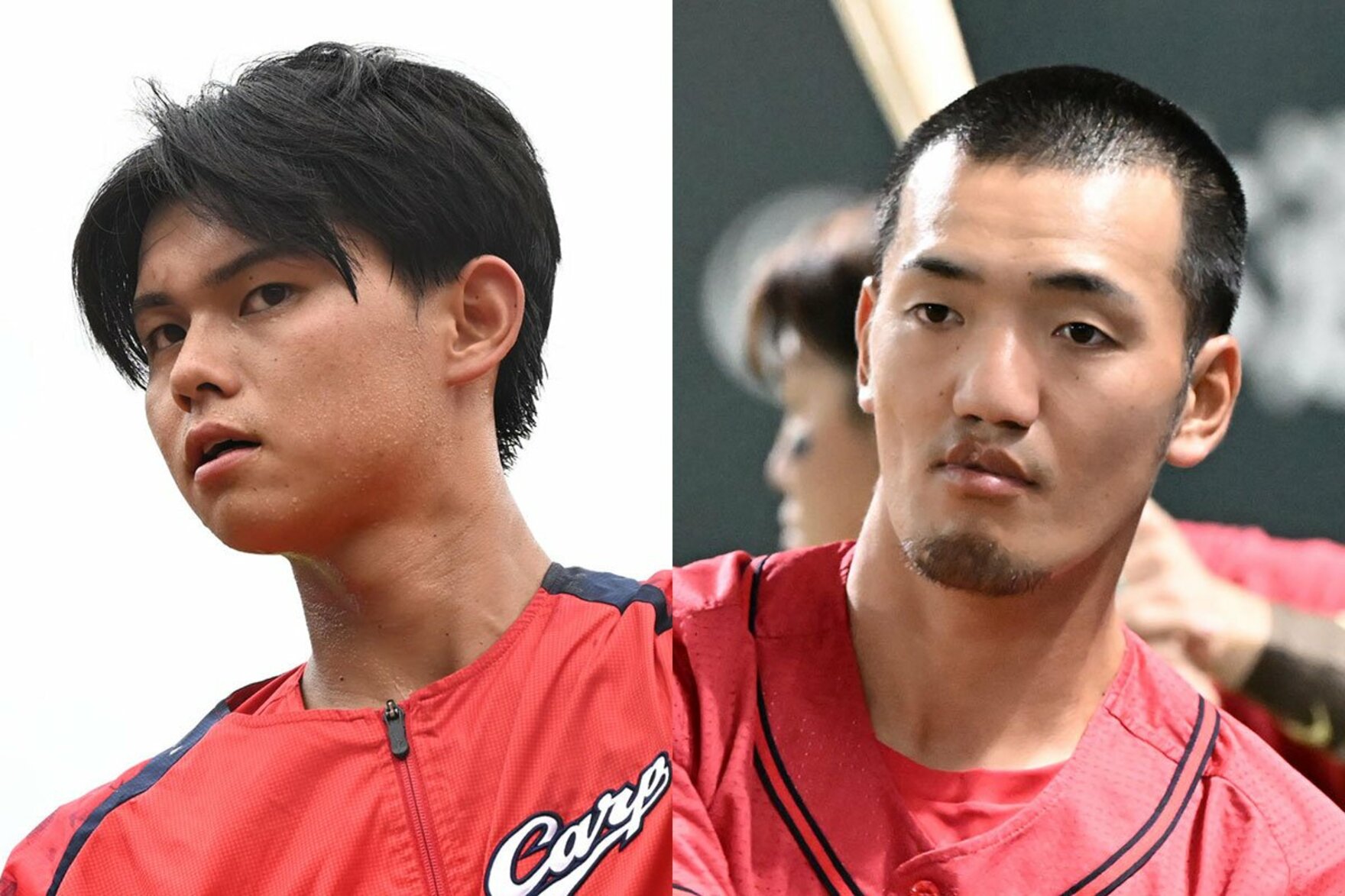 広島県警の家宅捜索を受けた矢野雅哉（右）と前川誠太