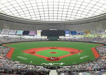 ベルーナドームの人工芝張替え予定図（球団提供）