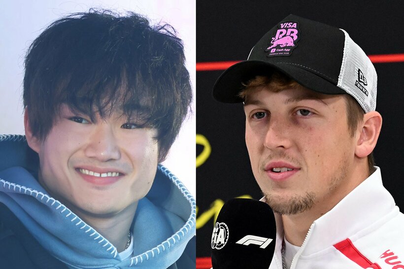 角田裕毅（左）とリアム・ローソン（カメラ・秋山昌輝）