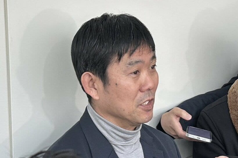 欧州視察を終え羽田空港で取材に応じる森保一監督