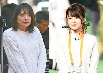 笹崎里菜アナ（左）と尾崎里紗アナ