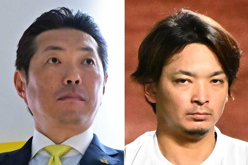ソフトバンク・小久保監督(左)と、FA宣言していた東浜巨