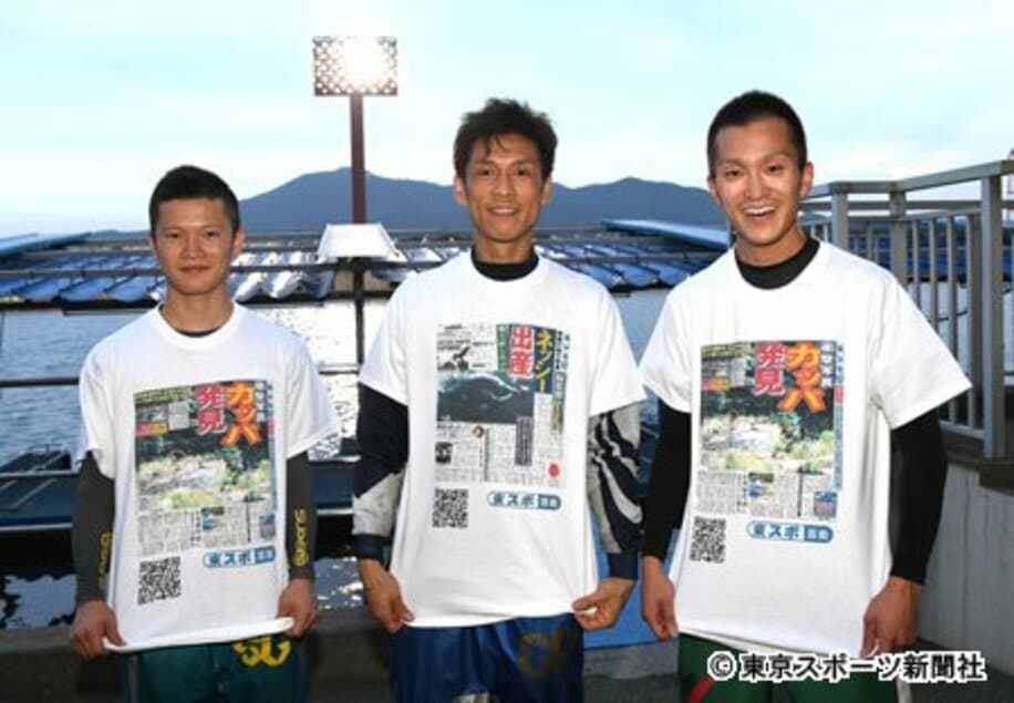  西山貴浩（右）、池田浩二（中）、仲谷颯仁。台風で缶詰めになっても３人でいれば退屈しません！