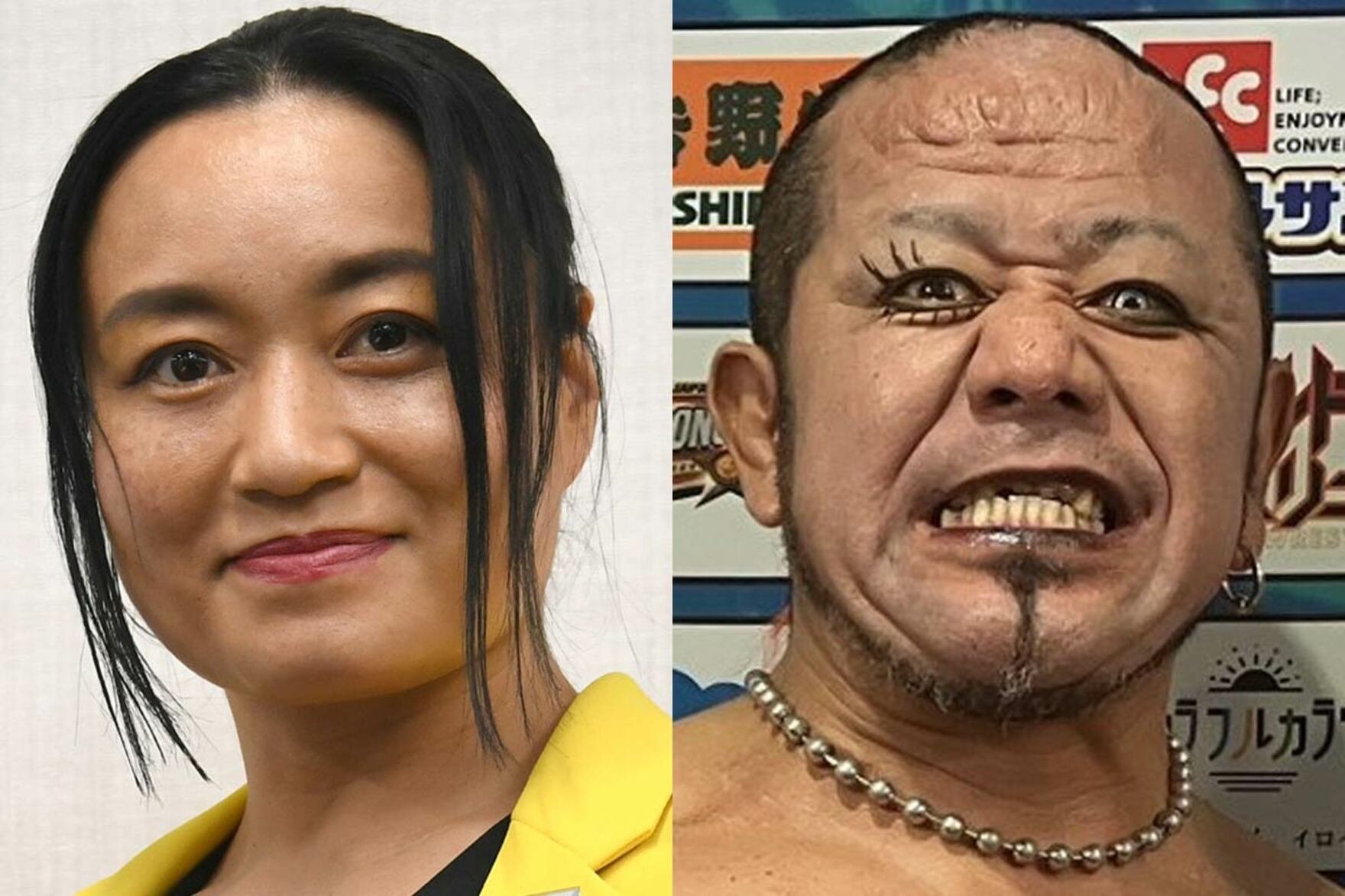 里村明衣子と葛西純里村明衣子（左）と葛西純