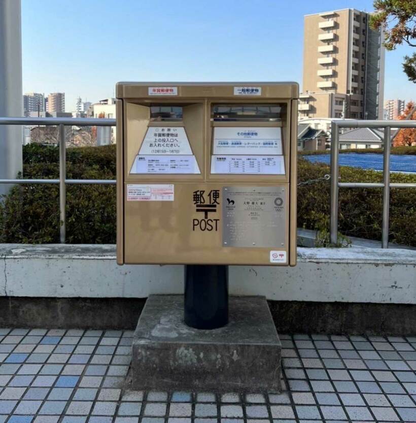  中日・大野雄の功績をたたえて設置されたゴールドポスト（バンテリンドームナゴヤ提供）