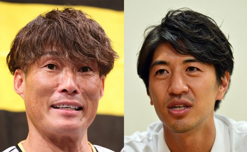  阪神・糸井(左)と田中大貴氏（東スポWeb）