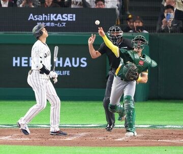 牧秀悟を牽制でアウトにするロビー・パーキンス