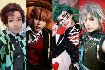 滝川のコスプレ写真（左から炭次郎、トレイ、エース、アルハイゼン、写真は本人提供）