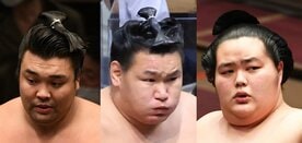 左から霧馬山、豊昇龍、琴ノ若