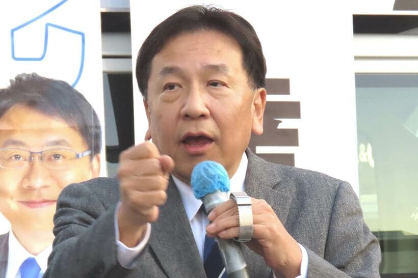 中道の候補者の応援に駆け付けた枝野幸男氏