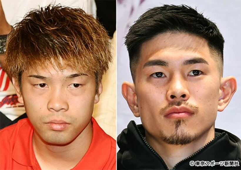  井岡一翔（右）と田中恒成