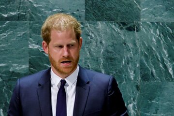  国連本部で演説したヘンリー王子（ロイター）