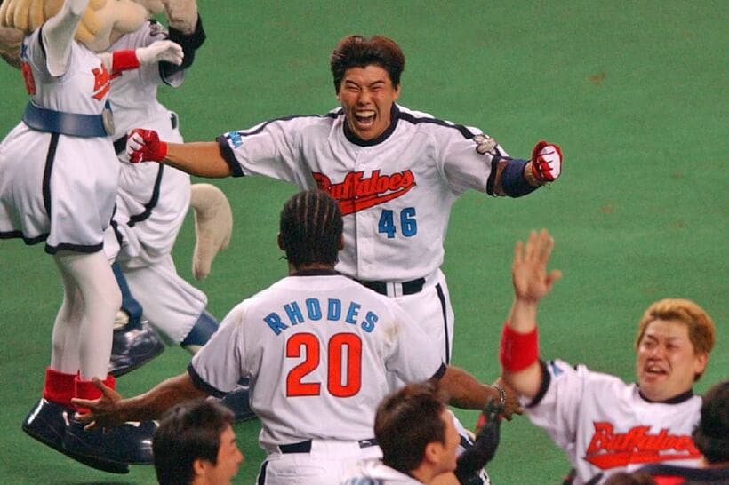 代打逆転満塁サヨナラ本塁打を放った北川博敏（２００１年９月２６日）