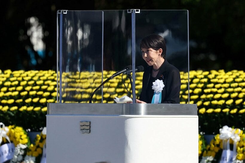 スピーチする高市首相（ロイター）