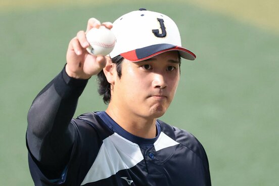 練習を行った大谷翔平