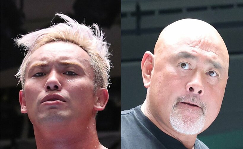  オカダ(左)と武藤がタッグで激突する（東スポWeb）