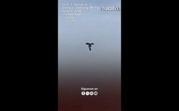 撮影されたT字型UFO（ソカロのユーチューブチャンネルから）