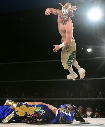 鮮やかな空中殺法を披露したヴァンヴェール・ジャック(上)