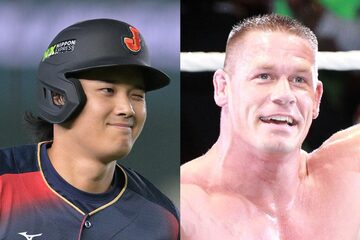 大谷翔平（左）とジョン・シナ