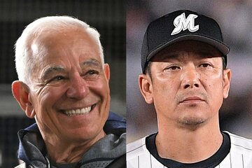 ボビー・バレンタイン氏（左）とロッテ・サブロー監督