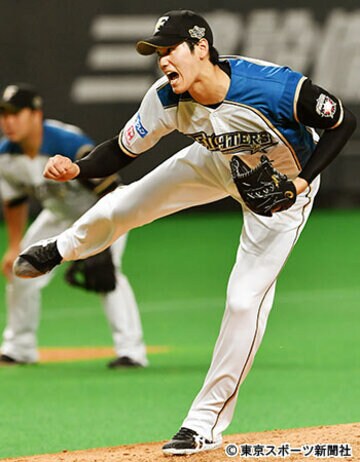  ８回、T―岡田から三振を奪い、雄たけびを上げた大谷