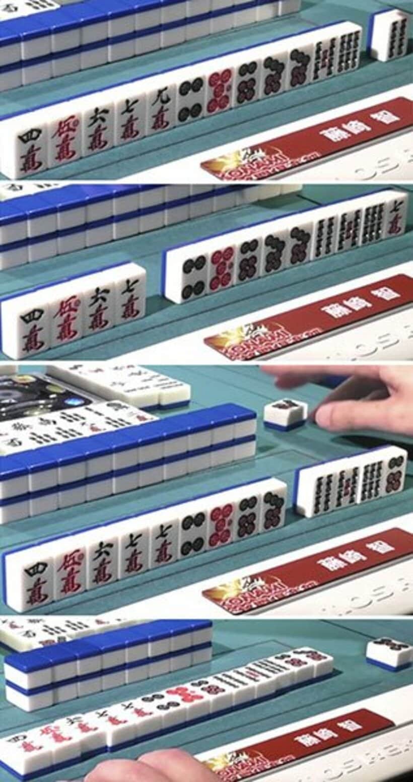  （上から）三色確定リーチせず、タンヤオついてもリーチせず、ここでリーチ、一発ツモ！（Ｃ）ＡｂｅｍａＴＶ