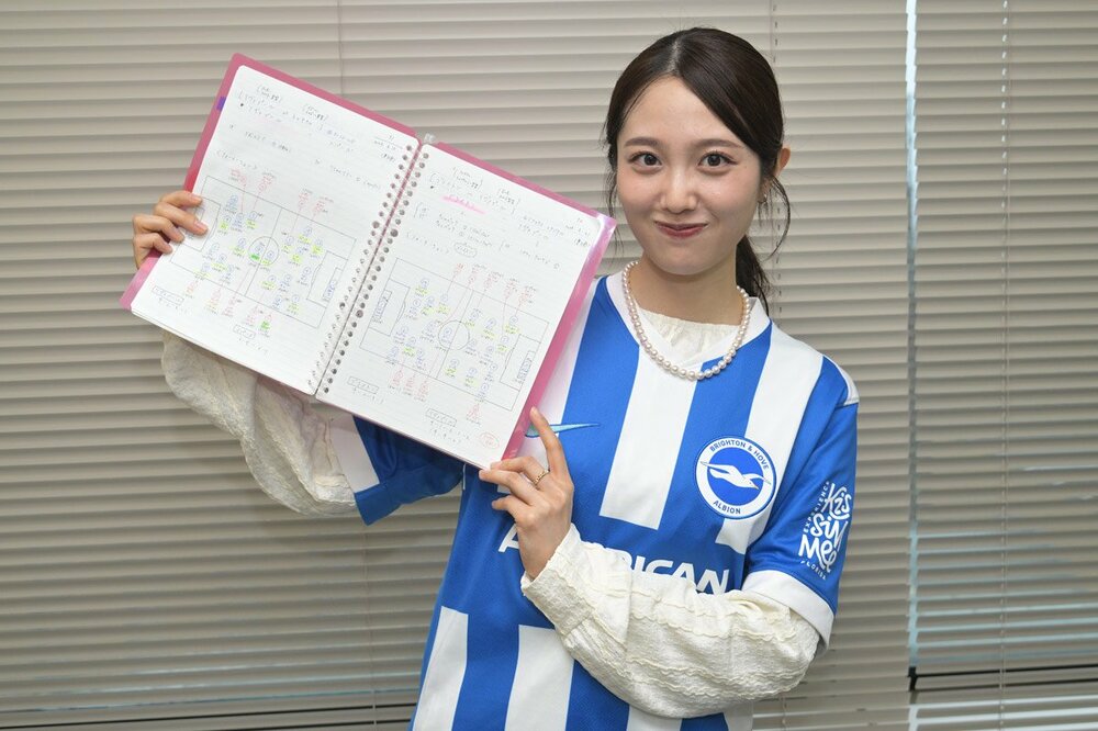 「サッカー観戦ノート」を披露してくれた藤江萌