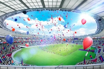 バルーンが乱れ飛ぶ（ＦＣ東京提供）