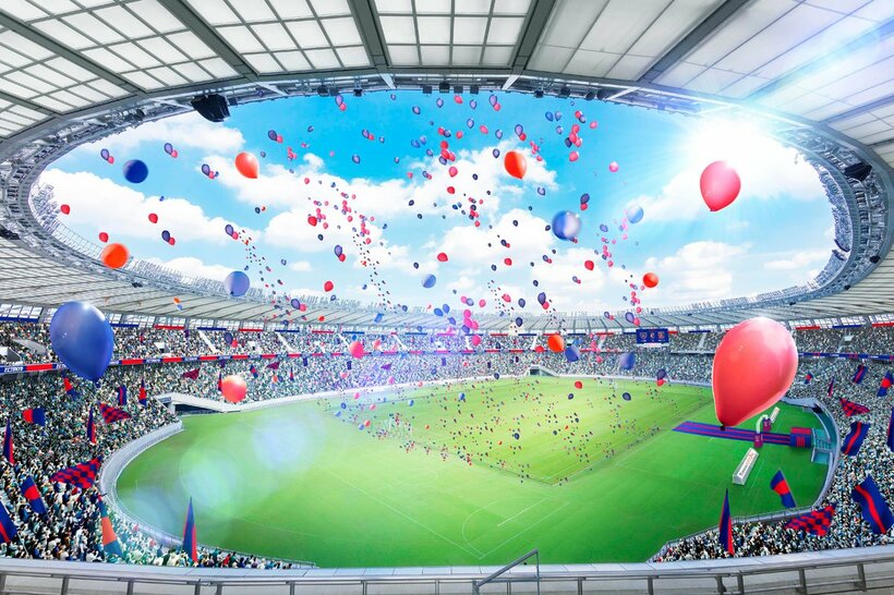 バルーンが乱れ飛ぶ（ＦＣ東京提供）