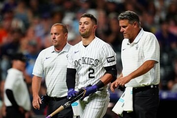 前日の試合で頭部に死球を受けたタイラー・フリーマン（ロイター）