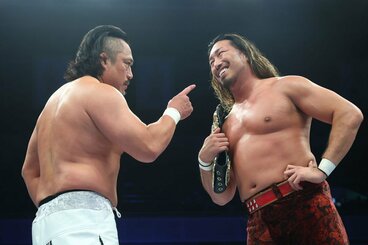 IWGPヘビー級王者・辻陽太(右)に挑戦表明した後藤洋央紀