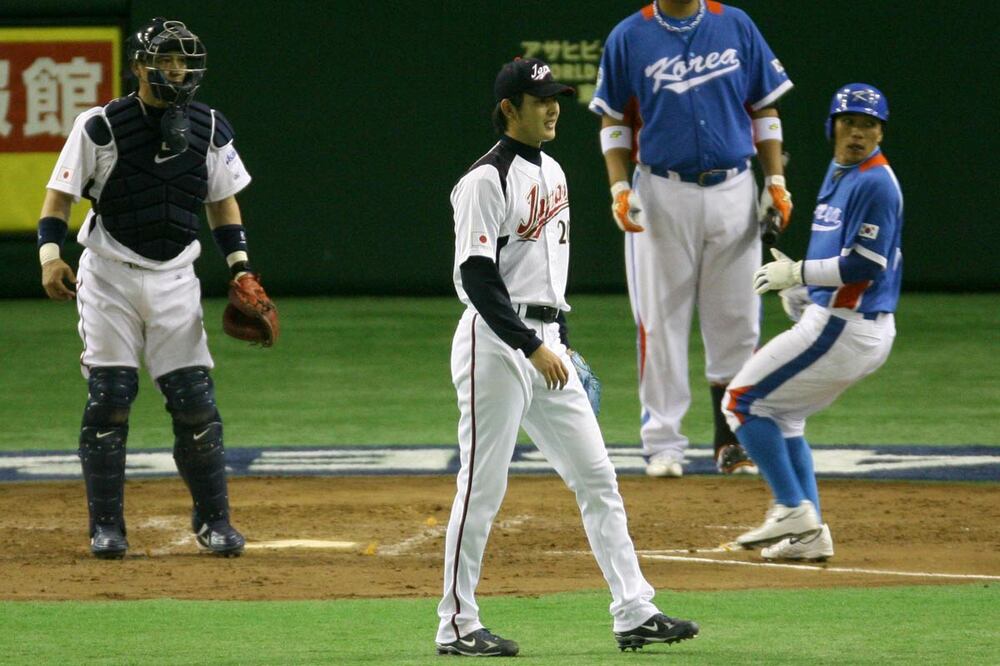 金泰均にタイムリーを打たれた岩隈久志(2009年3月)