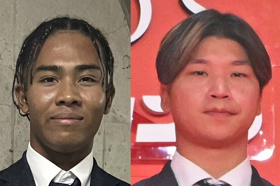 ソフトバンク・水谷瞬(左)と日本ハム・長谷川威展