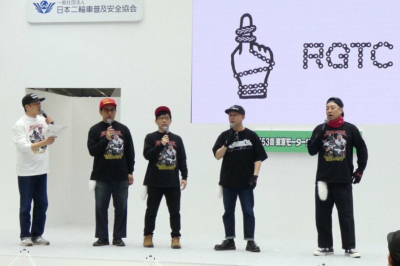 （左から）キクチウソツカナイ。、LLRの伊藤智博、バッファロー吾郎の竹若元博、パタパタママの下畑博史、レイザーラモンRG