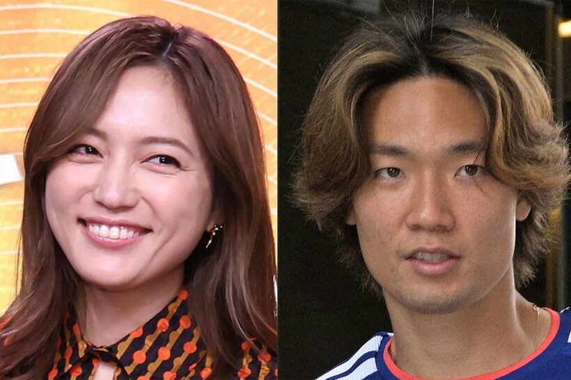 川口春奈（左）と日本代表ＤＦ板倉滉
