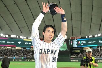 チェコ戦のヒーローインタビューに選ばれた侍ジャパン・周東佑京