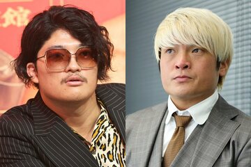 GHC王者・OZAWA(左)と2023年のプロレス大賞・敢闘賞の拳王