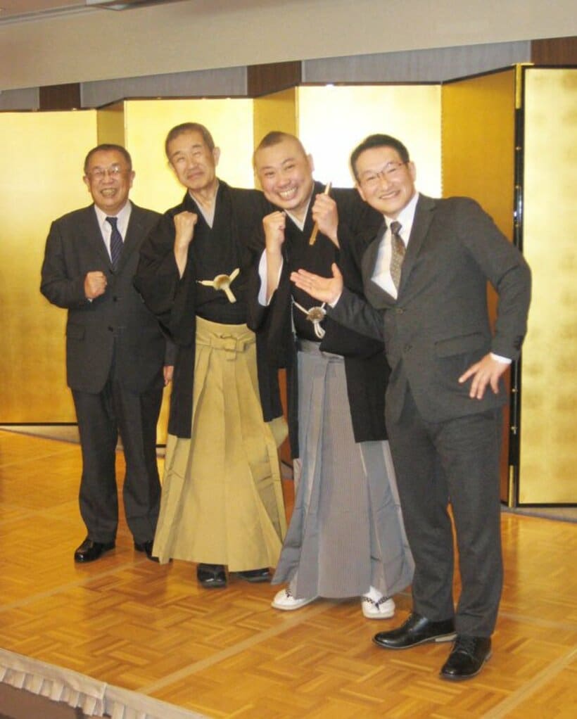  左から春風亭柳橋、桂伸治、桂宮治、春風亭昇太