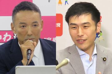 山本太郎氏（左）と山添拓氏