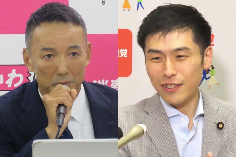 山本太郎氏（左）と山添拓氏