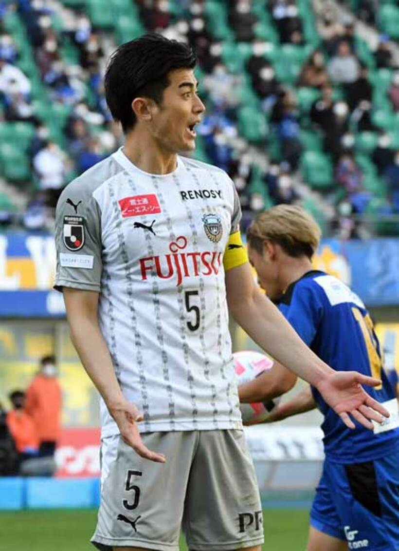  ２１日の大分戦、レッドカードで退場になった川崎・谷口彰悟