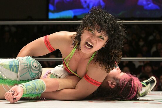 壮麗亜美（下）から３カウントを奪った飯田沙耶