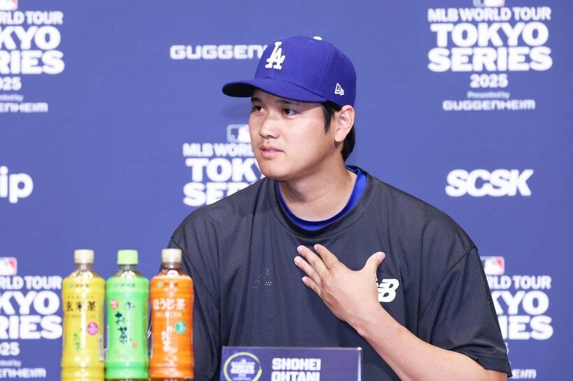 来日会見では、台湾についての質問にも答えたドジャース・大谷翔平