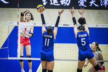 スパイクを打つ和田由紀子（Volleyball World提供）