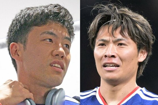 離脱した遠藤航（左）と追加招集された町野修斗