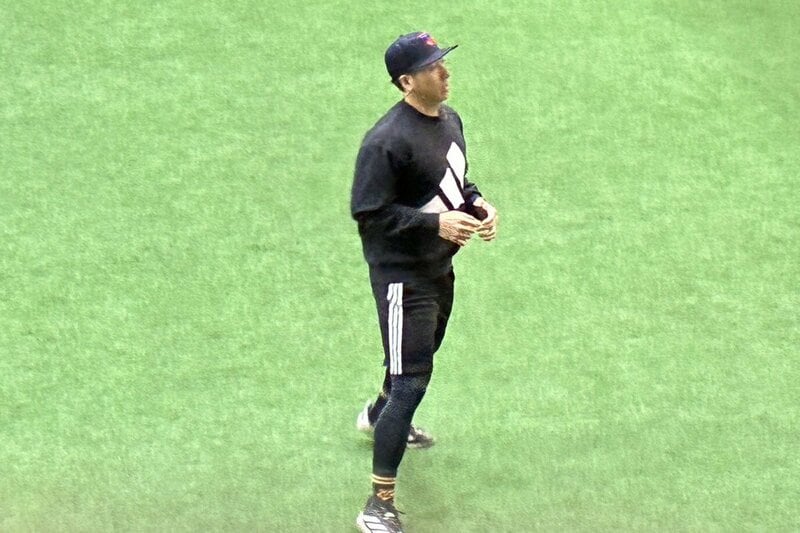 ジャイアンツ球場で自主トレを行う巨人・大勢投手