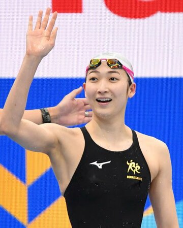 女子50ｍ自由形決勝で優勝の池江璃花子（１０日、東京アクアティクスセンター）