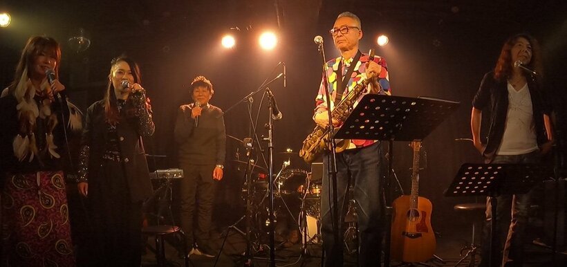  左から高樹リオ、ZOOCO、大伴良則、藤井”ヤクハチ”康一、Seki-Show