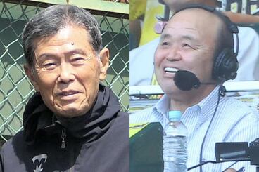 渡辺元智さん（左）との思い出を語った岡田彰布氏
