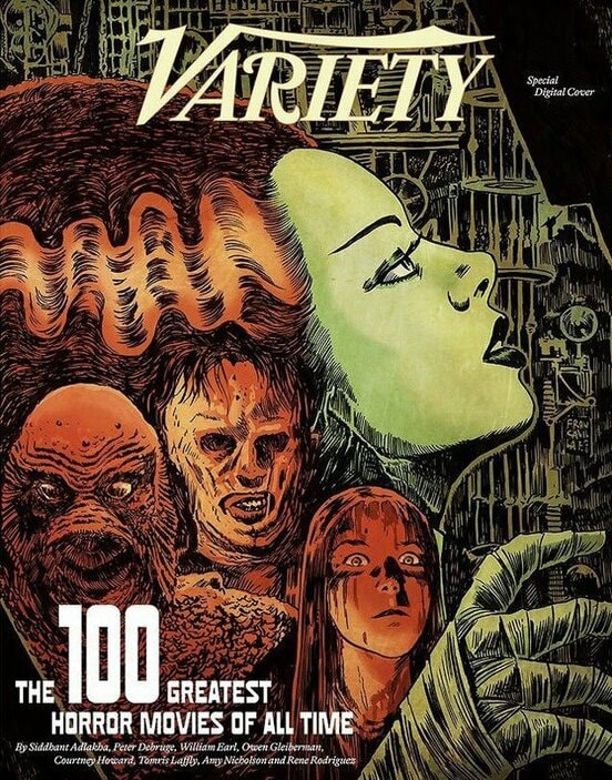 ホラー映画ベスト100を掲載したバラエティ誌(インスタグラムから)